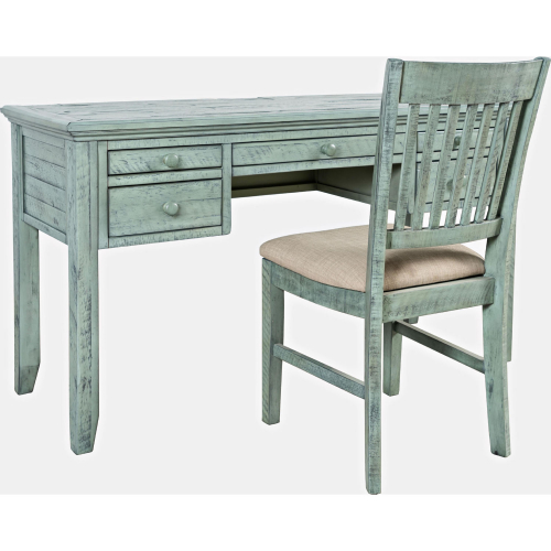 Rustic Shores Desk w/ USB Charging & Chair Set in Distressed Surfside